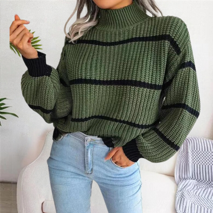 Eveloria Damenpullover Weich Hochhalter Ausschnitt