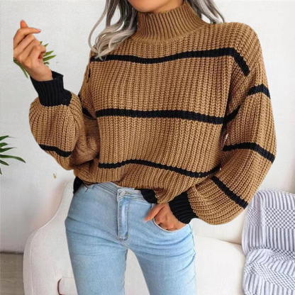 Eveloria Damenpullover Weich Hochhalter Ausschnitt