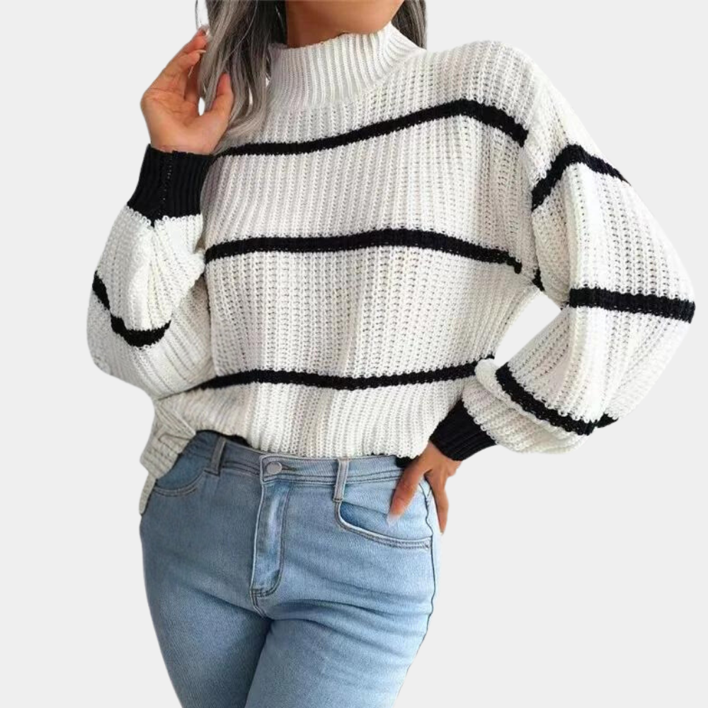 Eveloria Damenpullover Weich Hochhalter Ausschnitt