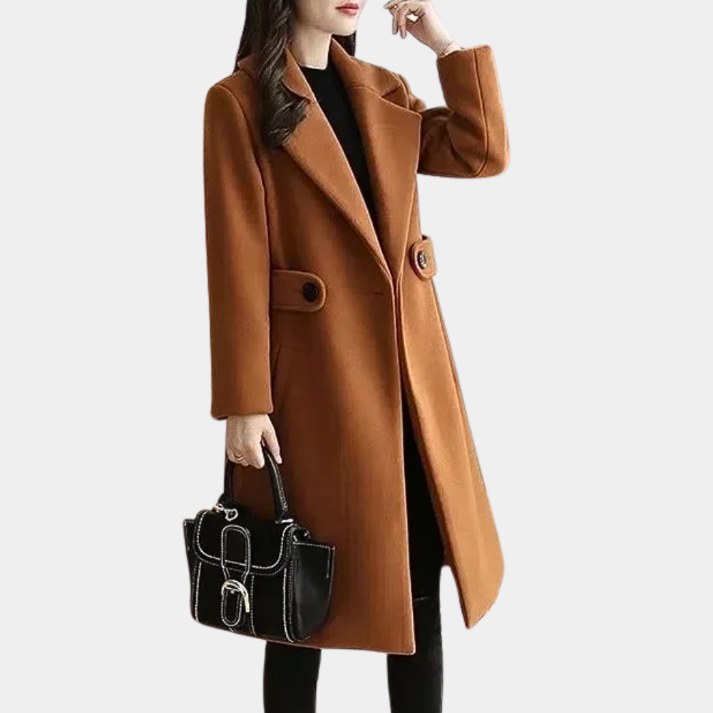 Damen Eleganter Langmantel Reverskragen - Eveloria