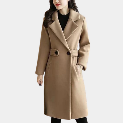 Eveloria Damen Wintermantel Lang Revers