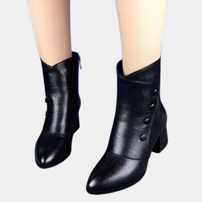 Eveloria Damen Stiefeletten Strukturiertes Leder Blockabsatz