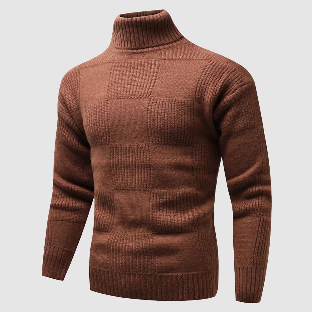 Herren Rollkragenpullover Figurbetonter Baumwolle Beige - Eveloria