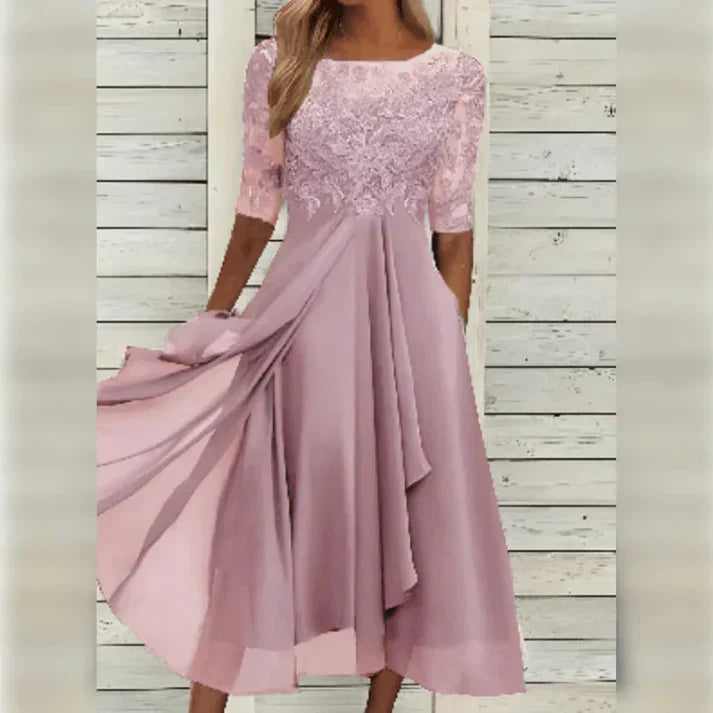 Eveloria Damen Midikleid Spitze Chiffon
