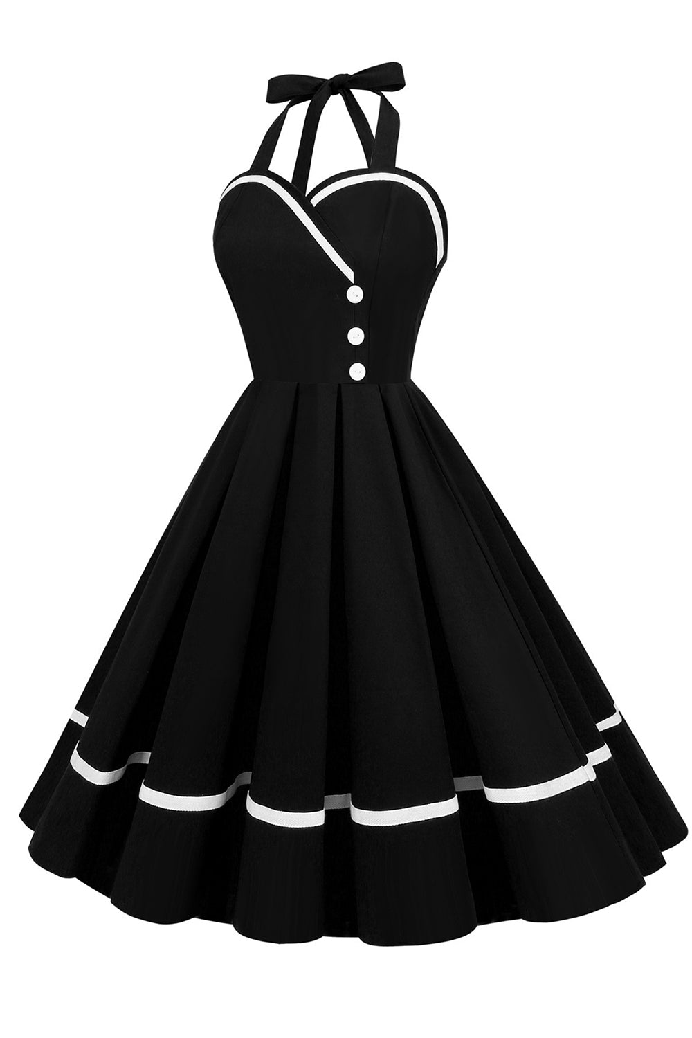 Damen Pin-Up Kleid V-Ausschnitt 50er Jahre Stil