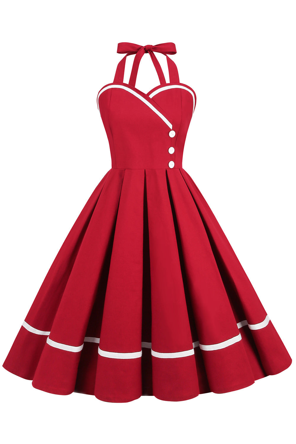 Damen Pin-Up Kleid V-Ausschnitt 50er Jahre Stil