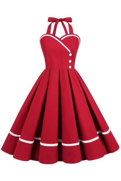 Damen Pin-Up Kleid V-Ausschnitt 50er Jahre Stil
