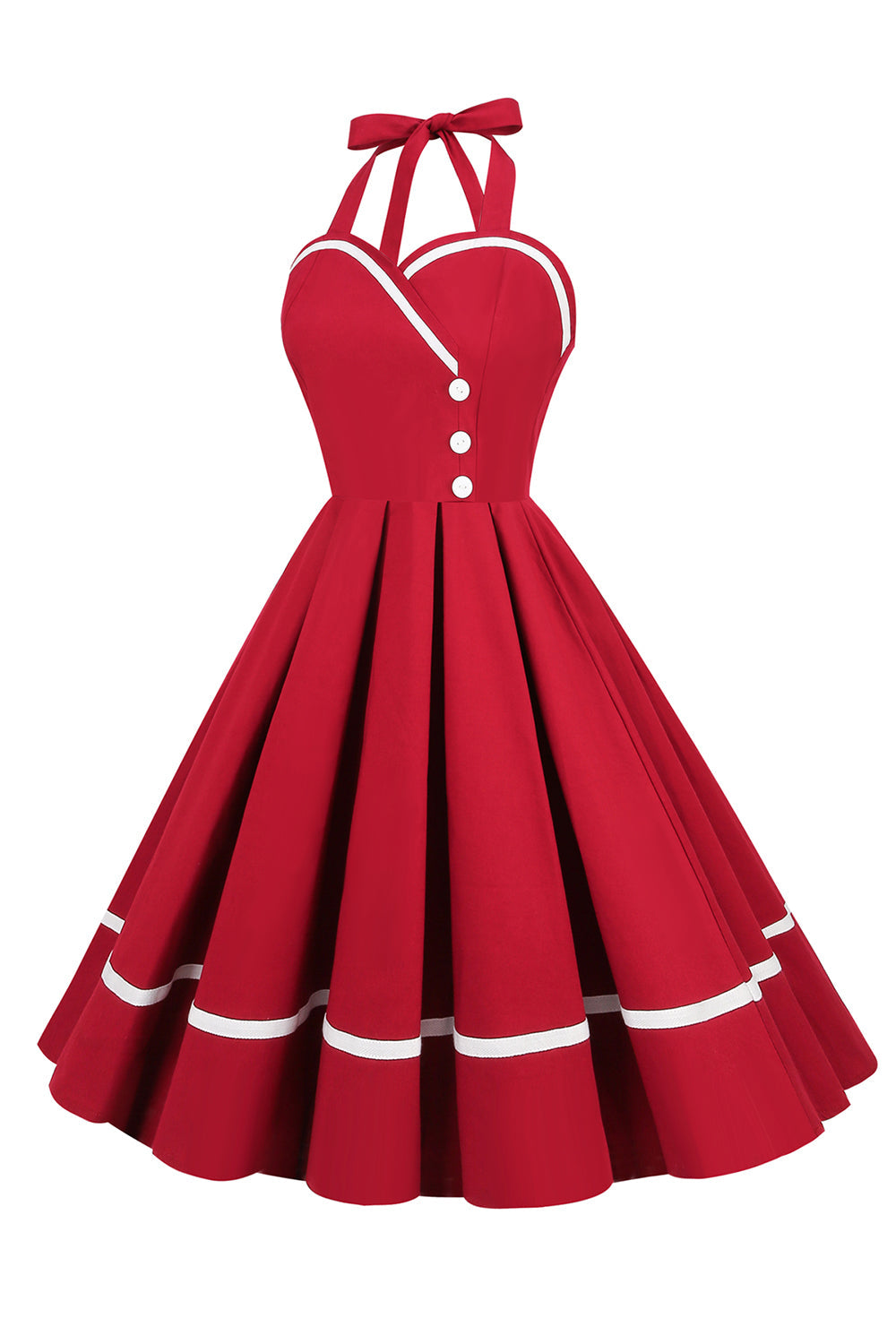 Damen Pin-Up Kleid V-Ausschnitt 50er Jahre Stil