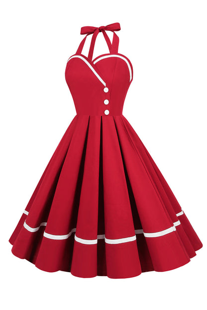 Damen Pin-Up Kleid V-Ausschnitt 50er Jahre Stil