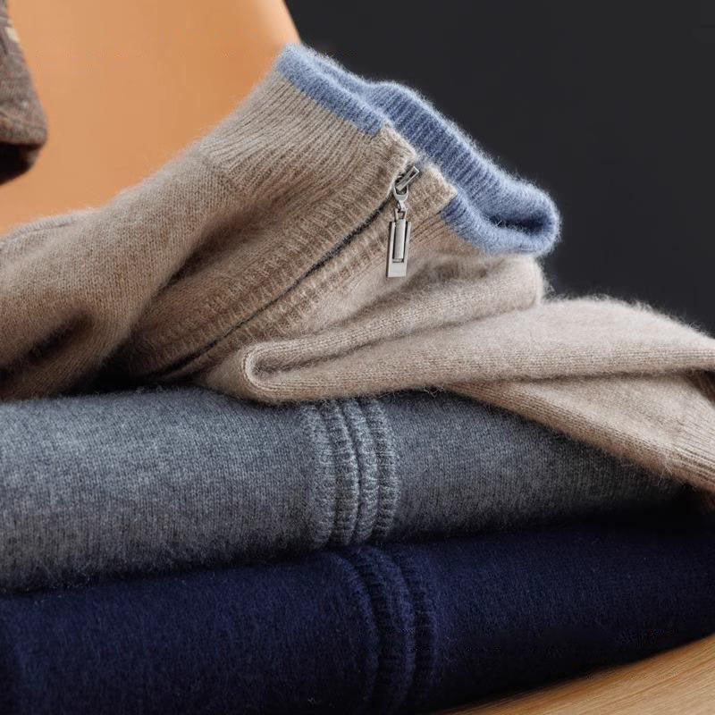 Herren Strickjacke Reißverschluss Stehkragen