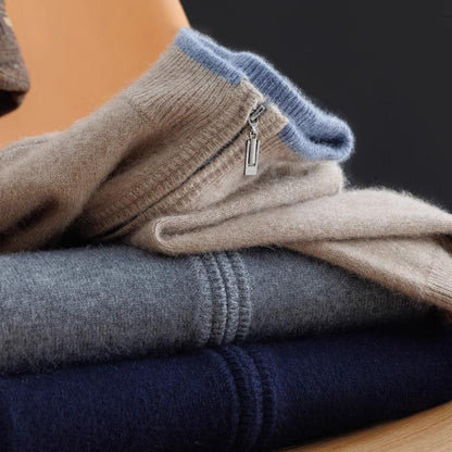 Herren Strickjacke Reißverschluss Stehkragen