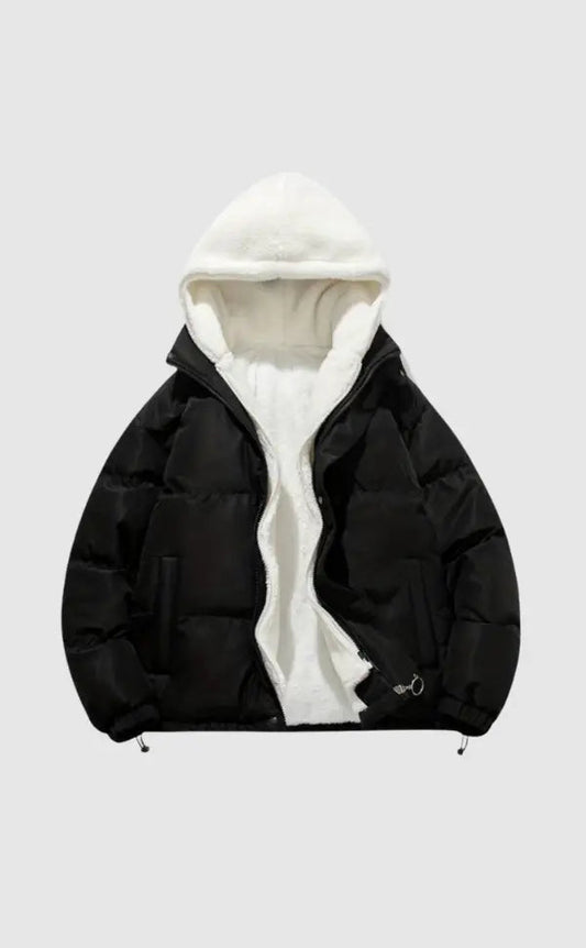 Damen Winterjacke Gefüttert Mit Kapuze Wärmeschutz Schwarz - Eveloria