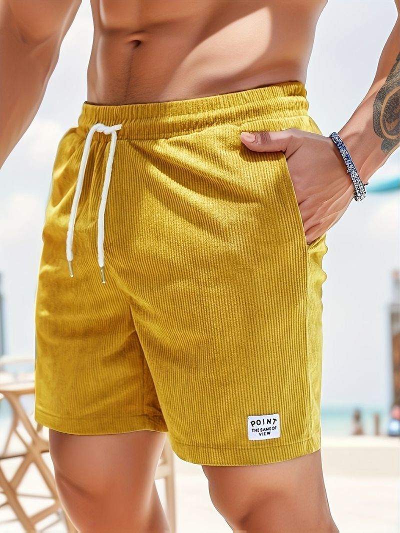 Eveloria Herren Shorts Cord Kordelzug Beige