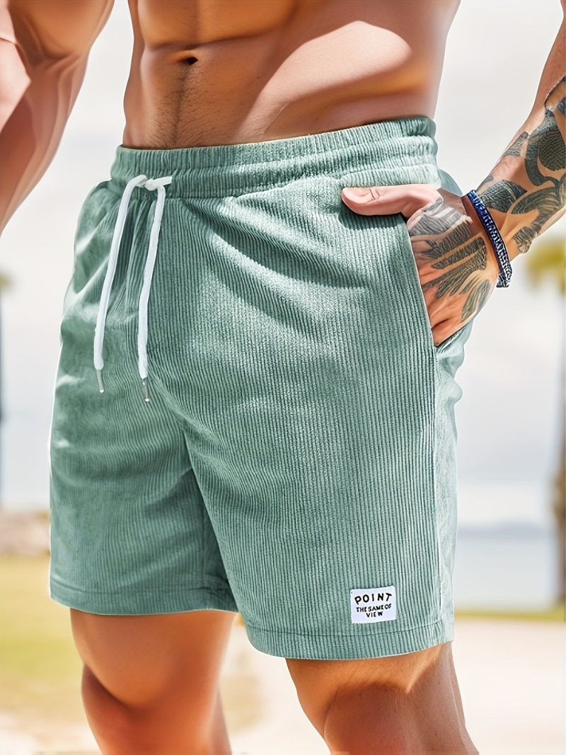 Eveloria Herren Shorts Cord Kordelzug Beige