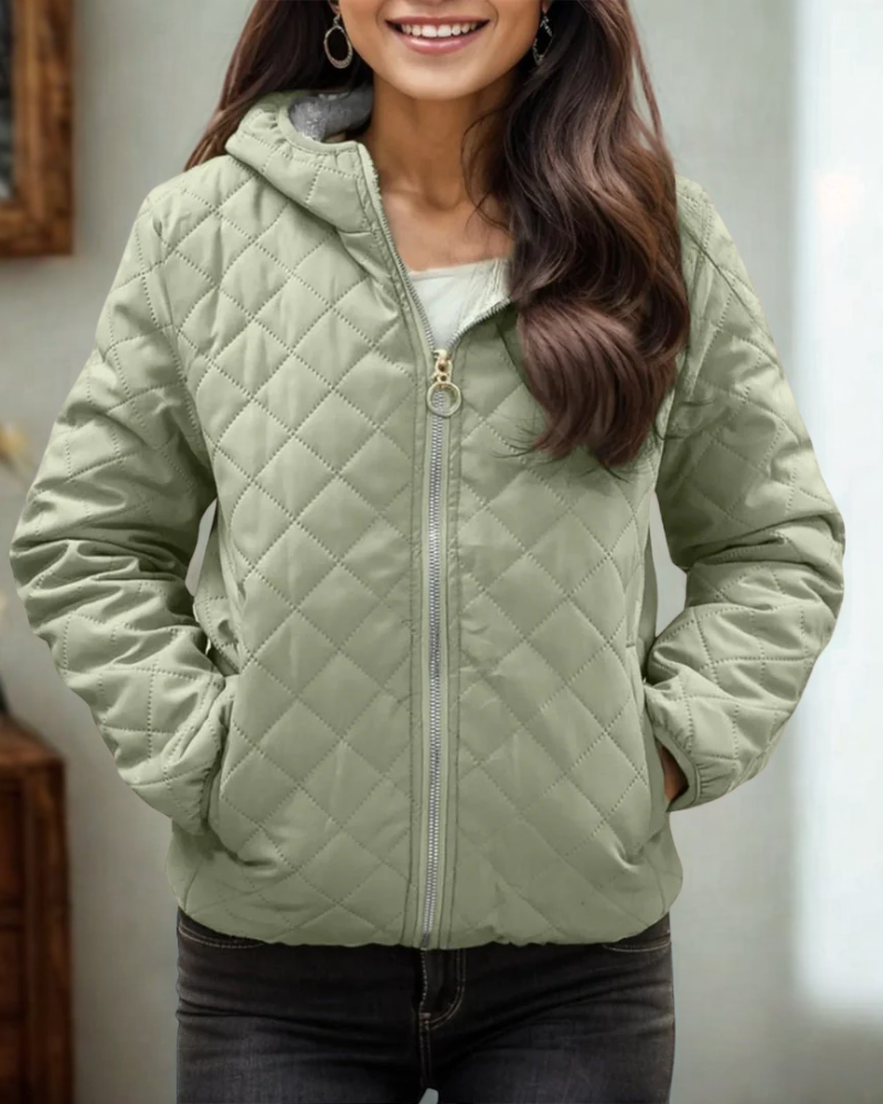 Damen Steppjacke Fleecegefüttert Wattiert Kapuze