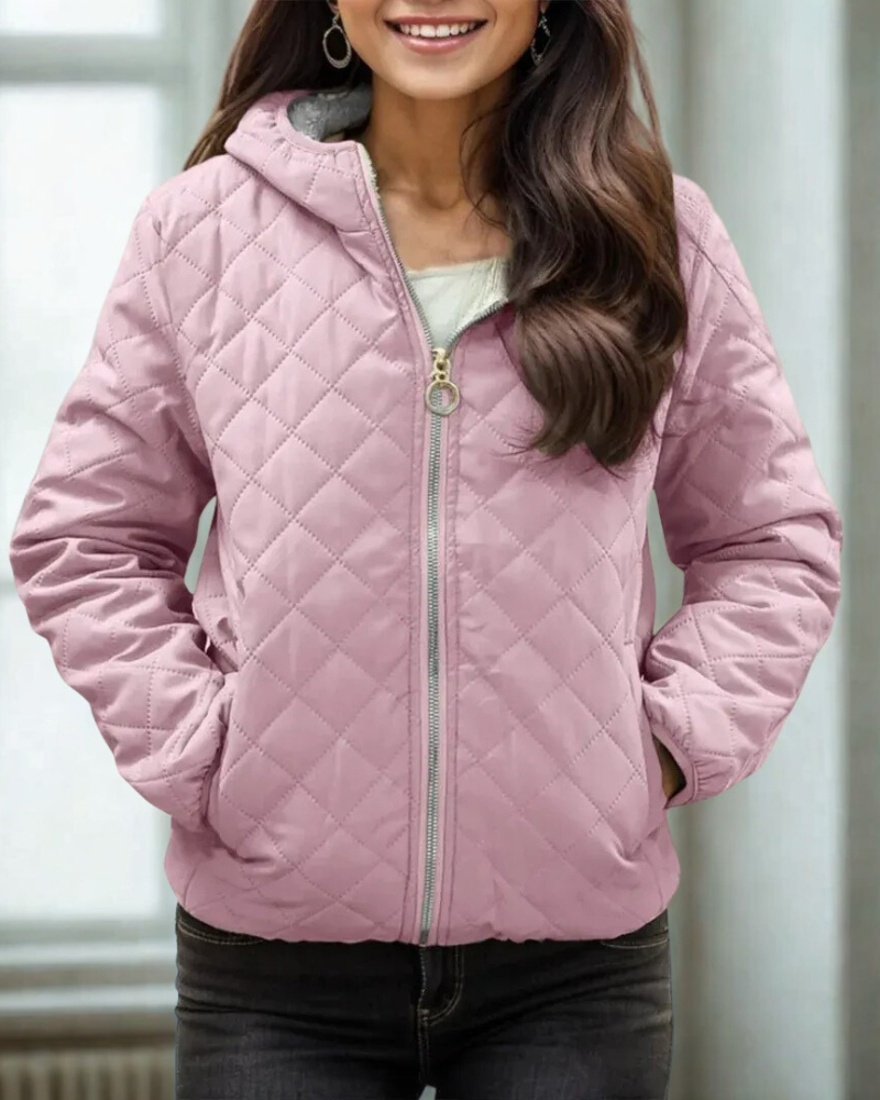 Damen Steppjacke Fleecegefüttert Wattiert Kapuze