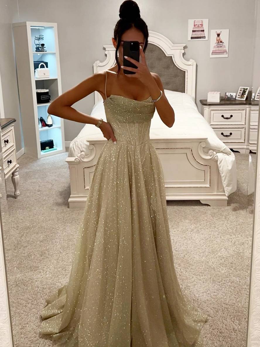 Eveloria Damen Abendkleid Ärmellos Feine Träger Braun - Eveloria