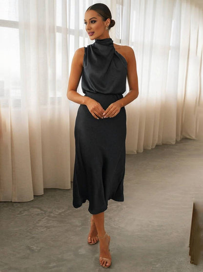Eveloria Damen Hochzeitsjungfernkleid Satin Ärmellos Elegant