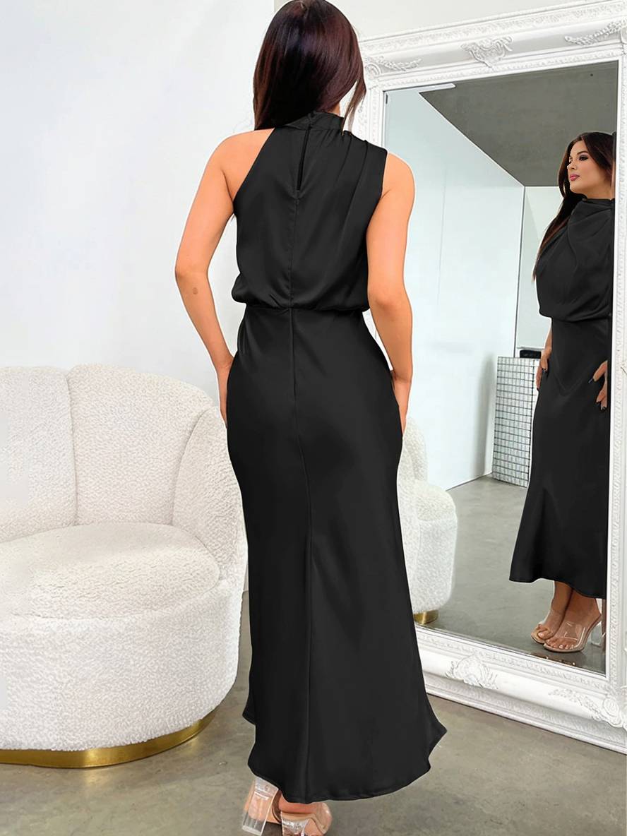 Eveloria Damen Hochzeitsjungfernkleid Satin Ärmellos Elegant