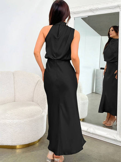 Eveloria Damen Hochzeitsjungfernkleid Satin Ärmellos Elegant