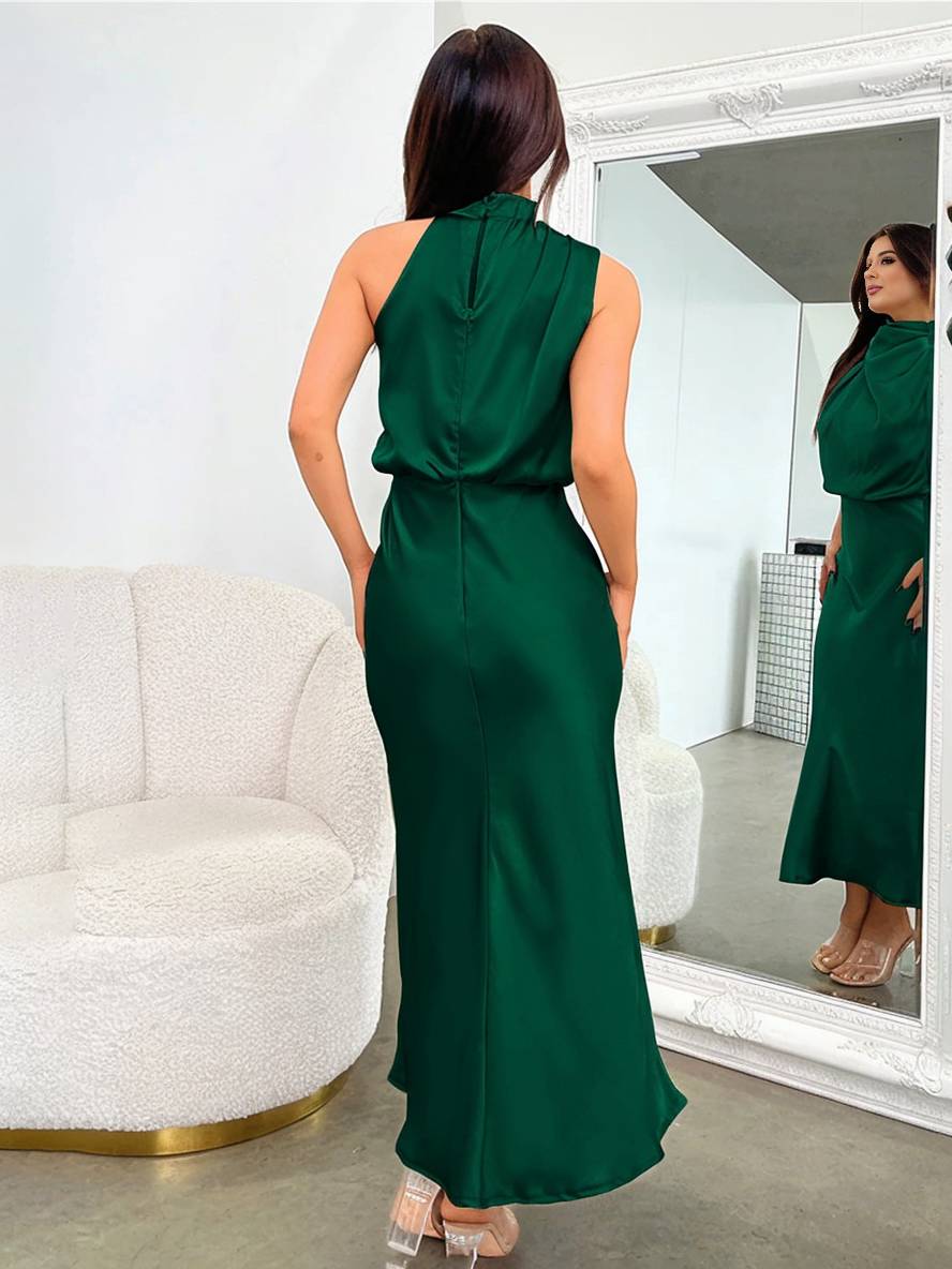 Eveloria Damen Hochzeitsjungfernkleid Satin Ärmellos Elegant