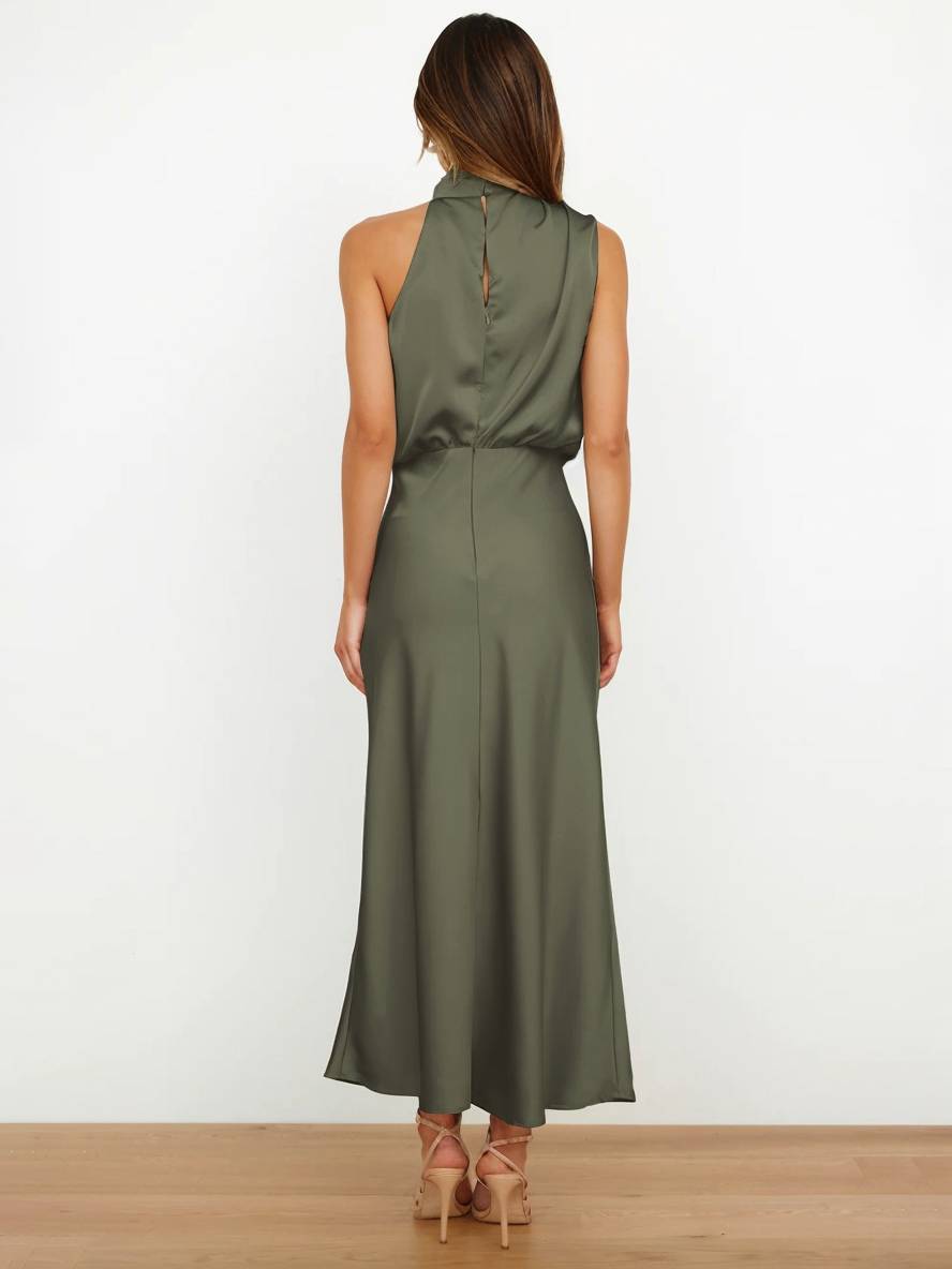 Eveloria Damen Hochzeitsjungfernkleid Satin Ärmellos Elegant