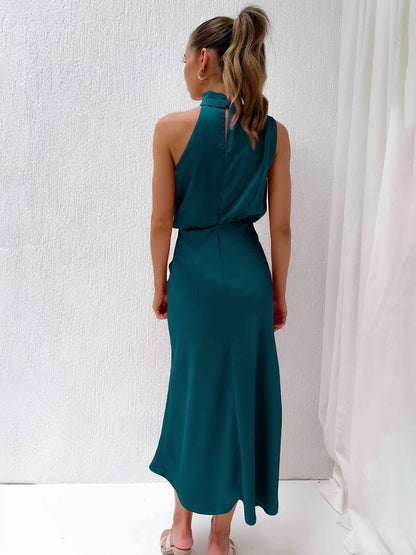 Eveloria Damen Hochzeitsjungfernkleid Satin Ärmellos Elegant