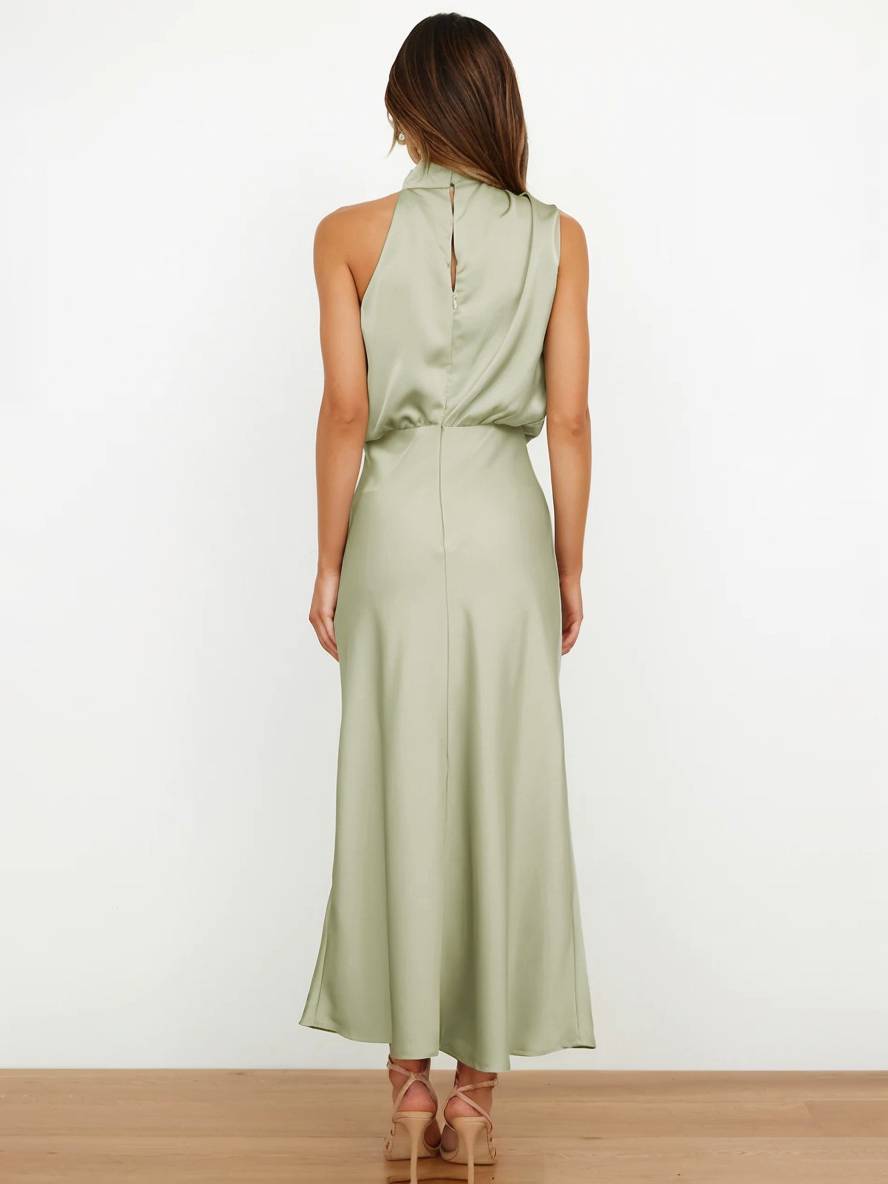 Eveloria Damen Hochzeitsjungfernkleid Satin Ärmellos Elegant