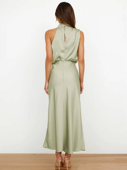 Eveloria Damen Hochzeitsjungfernkleid Satin Ärmellos Elegant