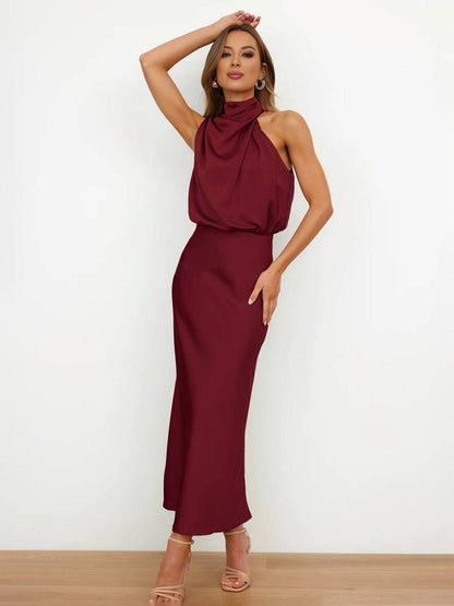 Eveloria Damen Hochzeitsjungfernkleid Satin Ärmellos Elegant