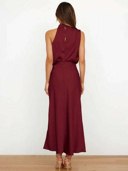 Eveloria Damen Hochzeitsjungfernkleid Satin Ärmellos Elegant