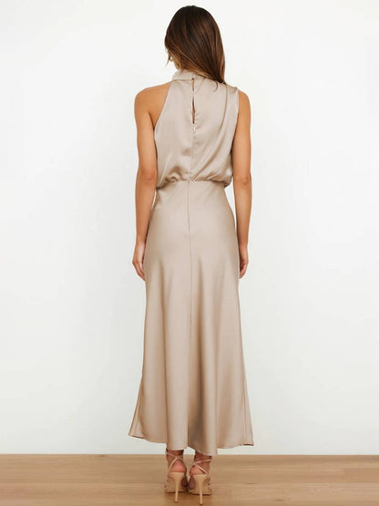 Eveloria Damen Hochzeitsjungfernkleid Satin Ärmellos Elegant