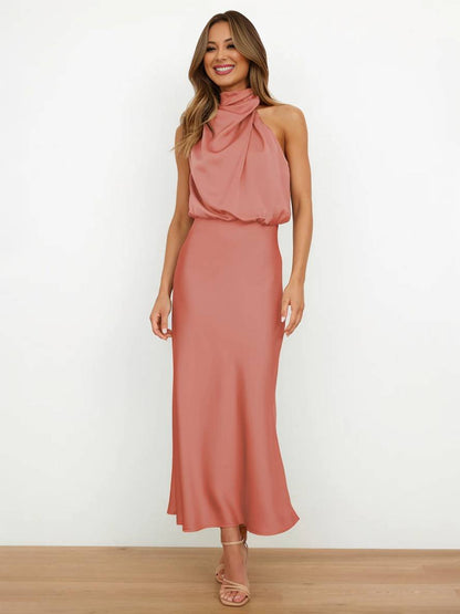 Eveloria Damen Hochzeitsjungfernkleid Satin Ärmellos Elegant