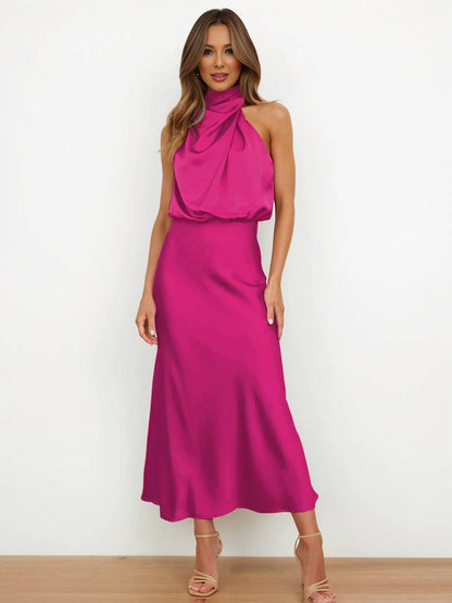 Eveloria Damen Hochzeitsjungfernkleid Satin Ärmellos Elegant