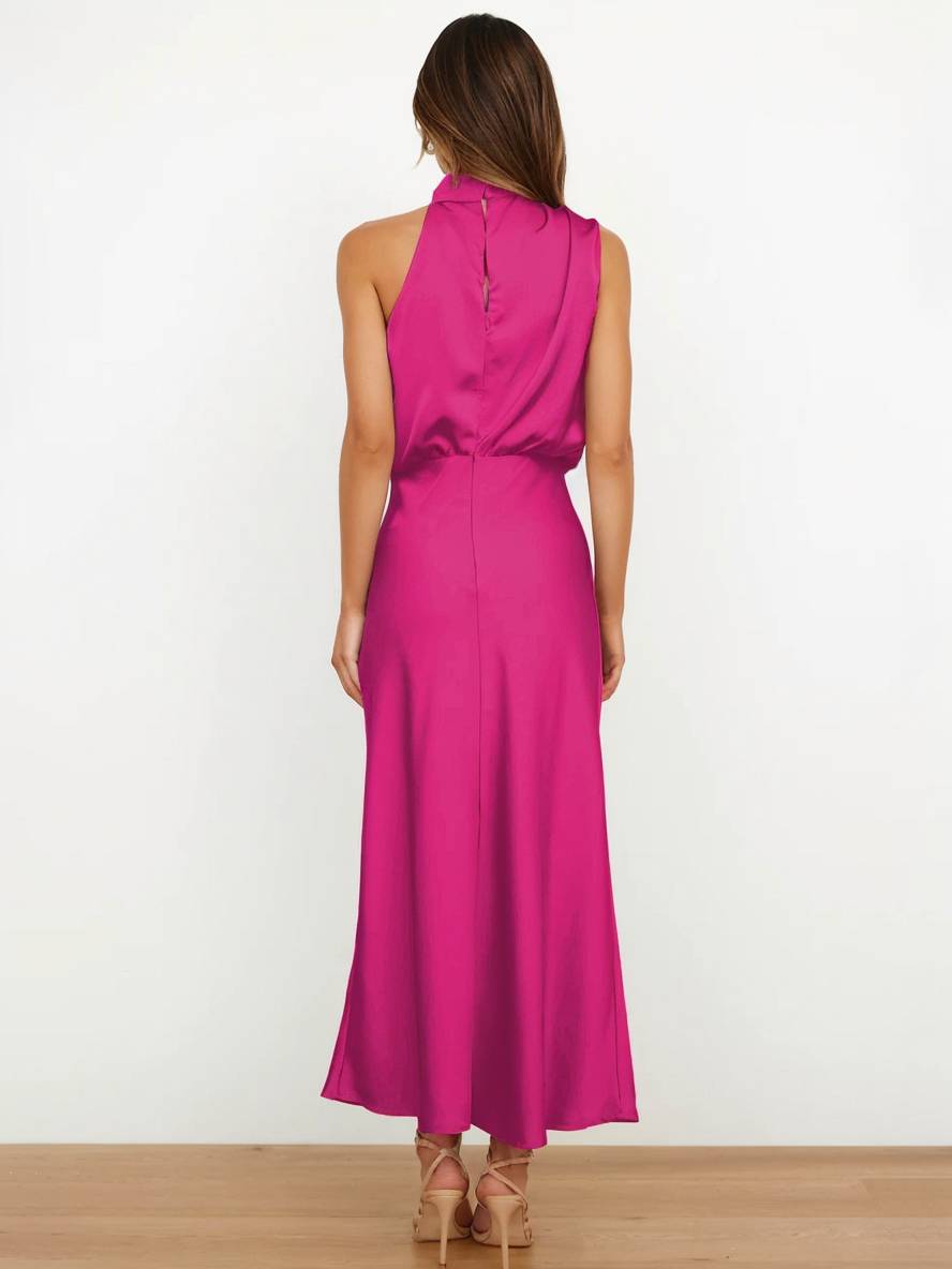 Eveloria Damen Hochzeitsjungfernkleid Satin Ärmellos Elegant