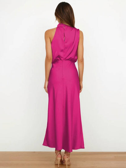 Eveloria Damen Hochzeitsjungfernkleid Satin Ärmellos Elegant