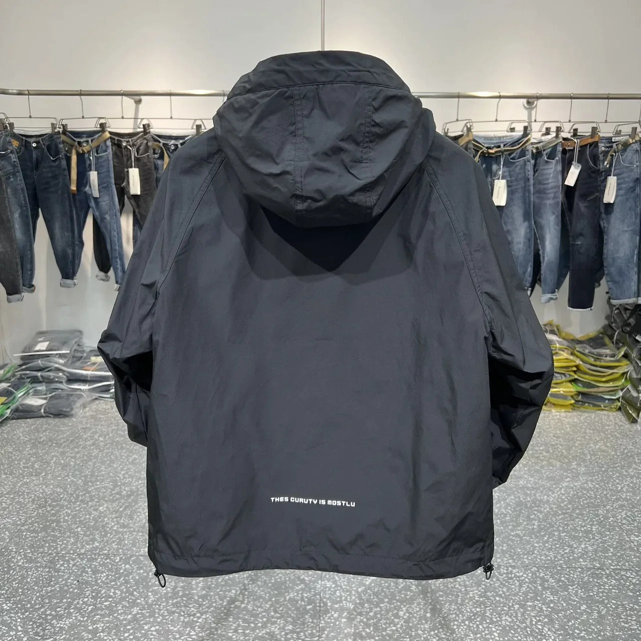 Eveloria Damen Windbreaker Kapuze Wasserdicht Schwarz - Eveloria