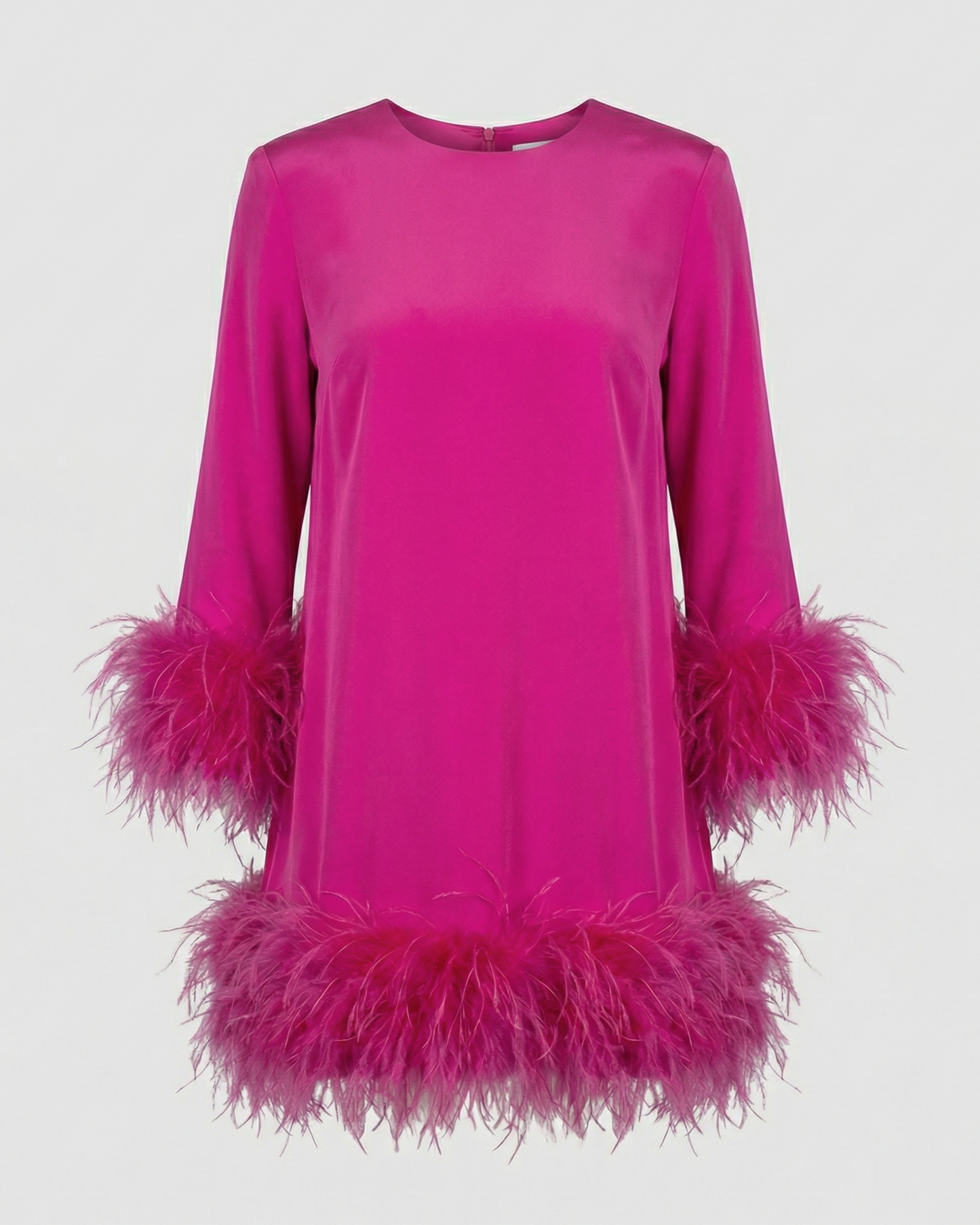 Asymmetrisches Damen Minikleid Federbesatz