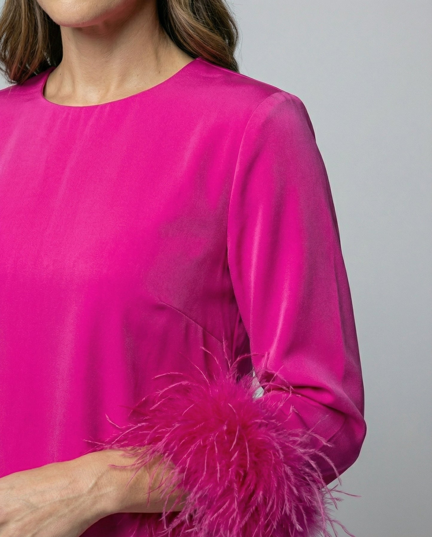 Asymmetrisches Damen Minikleid Federbesatz