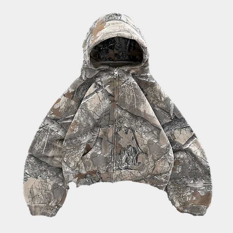 Herren Hoodie Camouflage Kapuzenpullover Reißverschluss Lockere - Eveloria