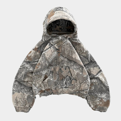 Herren Hoodie Camouflage Kapuzenpullover Reißverschluss Lockere - Eveloria