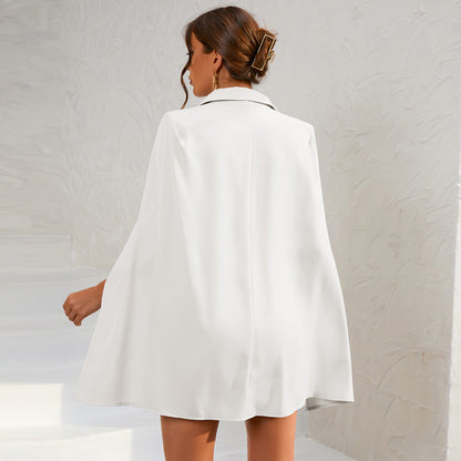 Damen Cape Blazer Minikleid Goldknöpfe