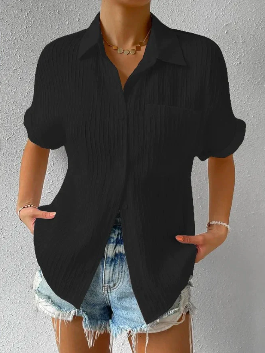 Eveloria Damen Bluse Geknöpft Leicht Blau