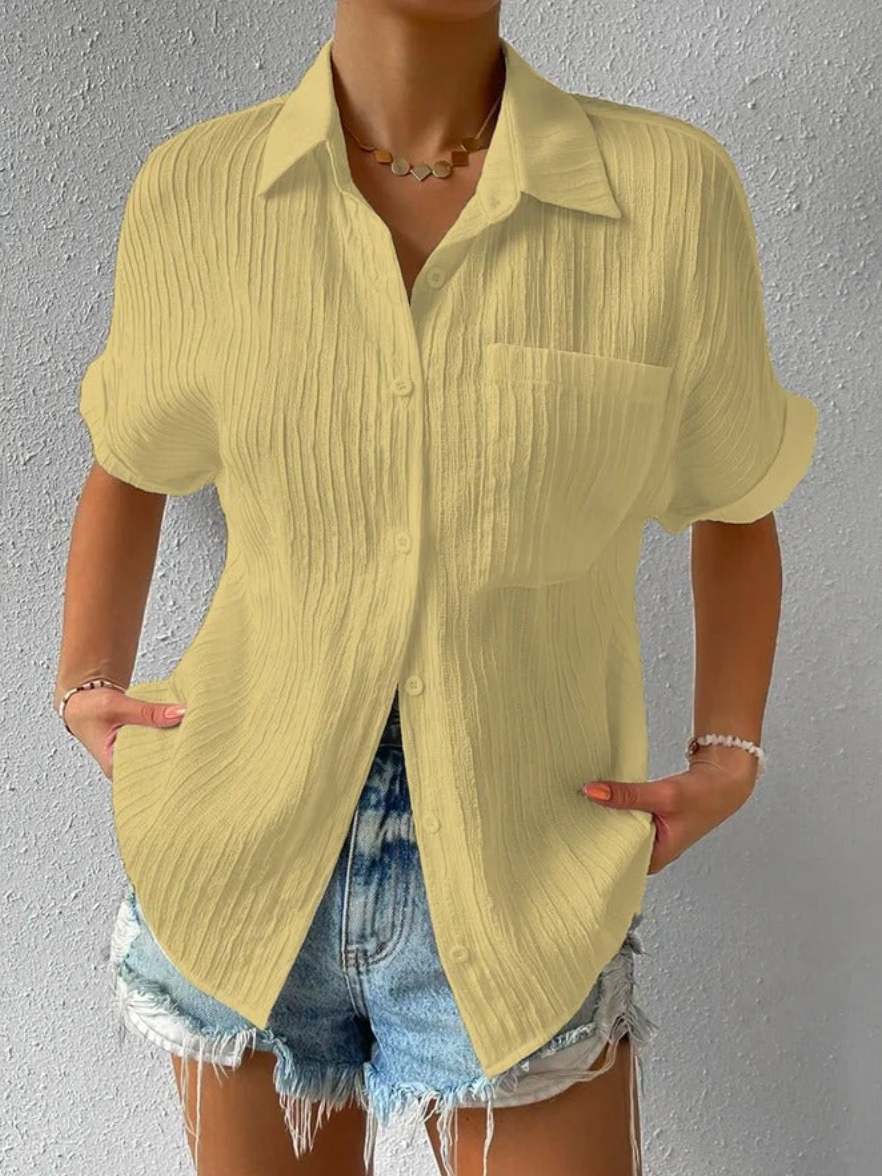 Eveloria Damen Bluse Geknöpft Leicht Blau