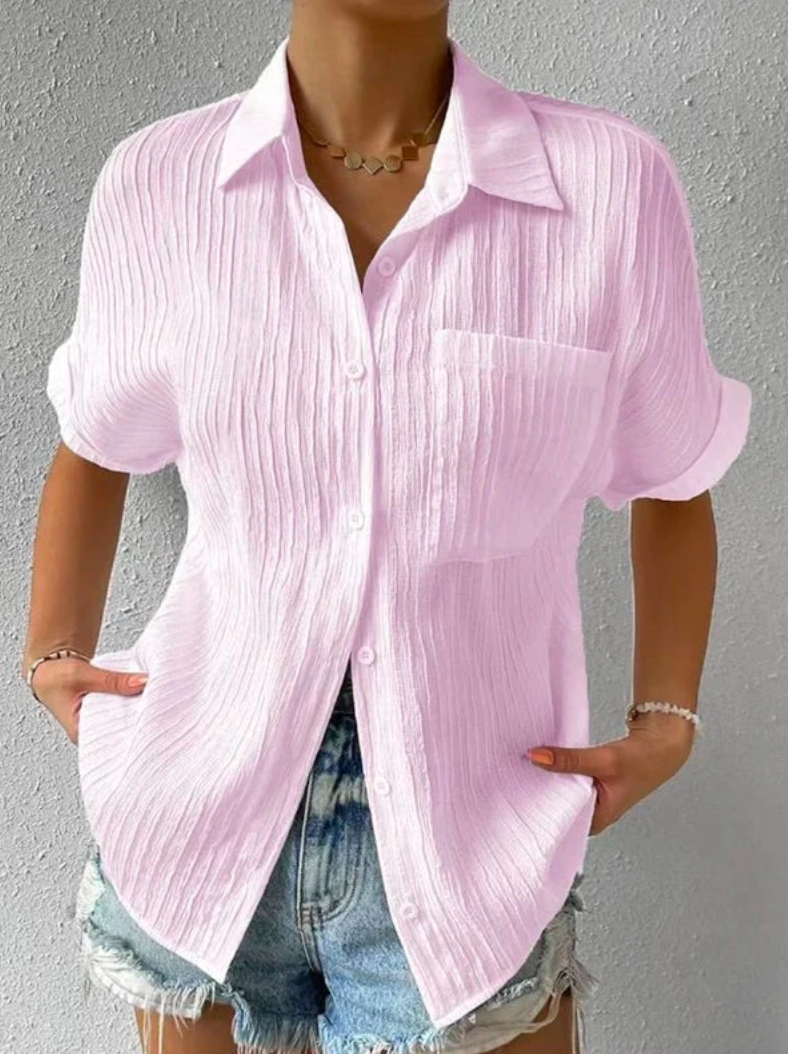 Eveloria Damen Bluse Geknöpft Leicht Blau