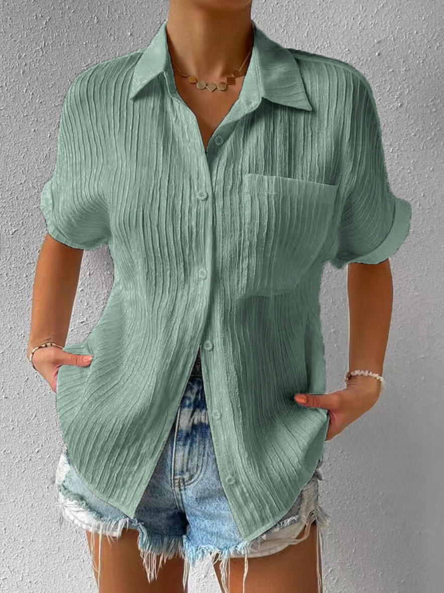 Eveloria Damen Bluse Geknöpft Leicht Blau