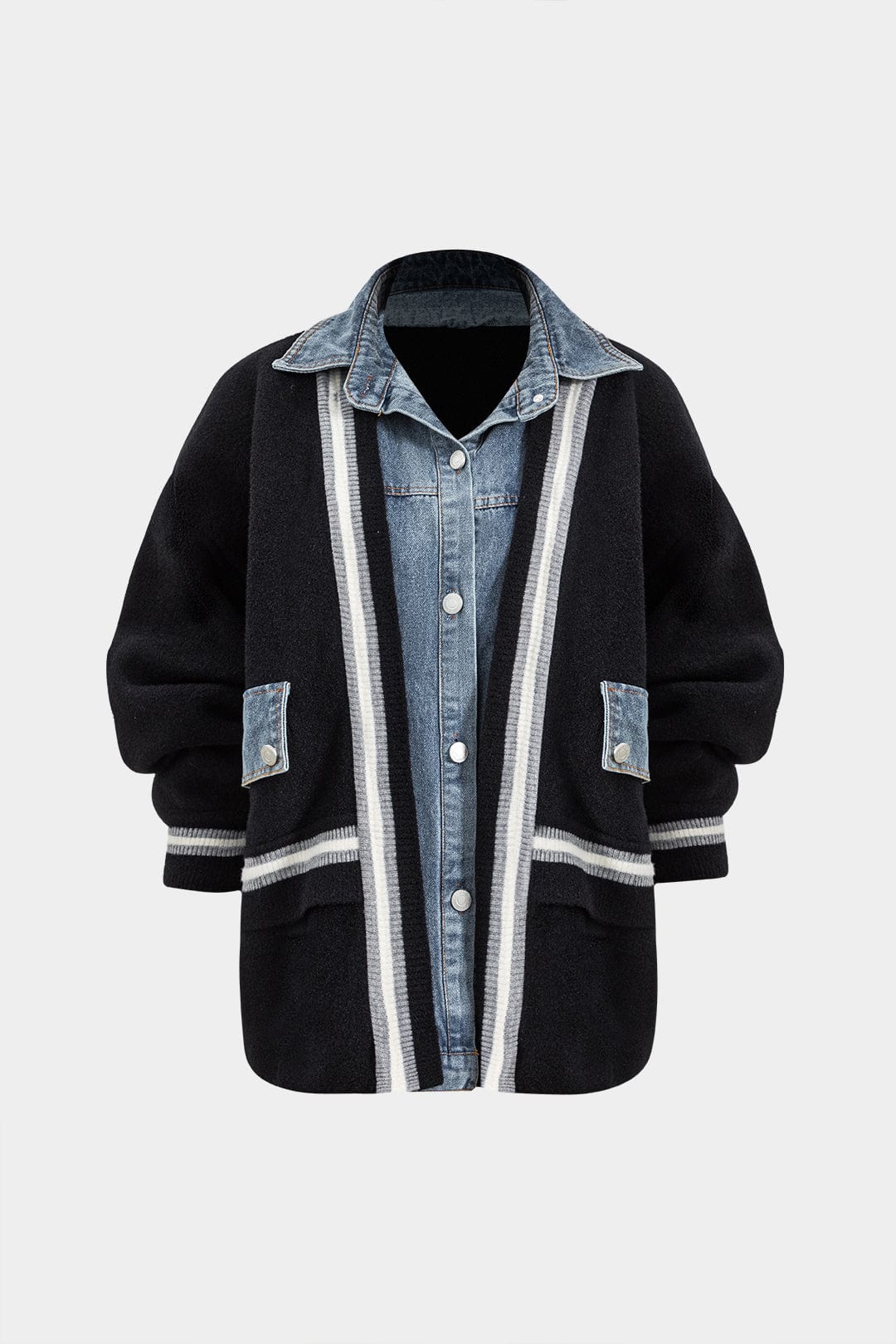 Damen Denim-Hemd-Cardigan Kombi Blau - Norvielle