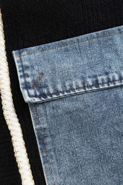 Damen Strickcardigan mit Denim-Patches