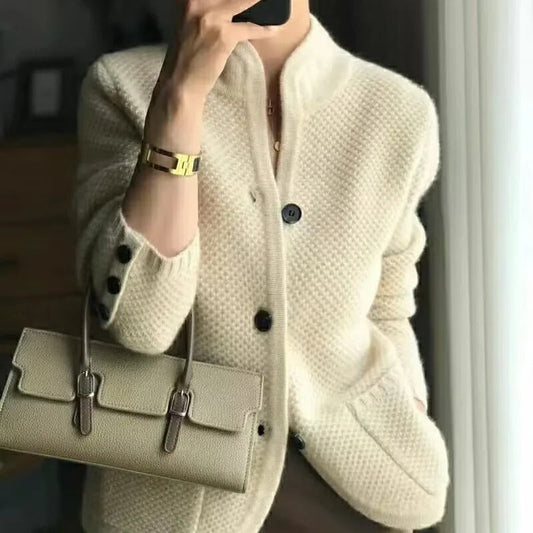 Damen Cardigan Knopfverschluss Regulärer Schnitt - Eveloria