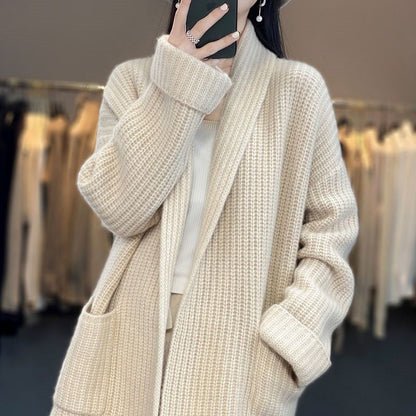 Eveloria Damen Cardigan V-Ausschnitt Lockere Passform Langärmlig - Eveloria